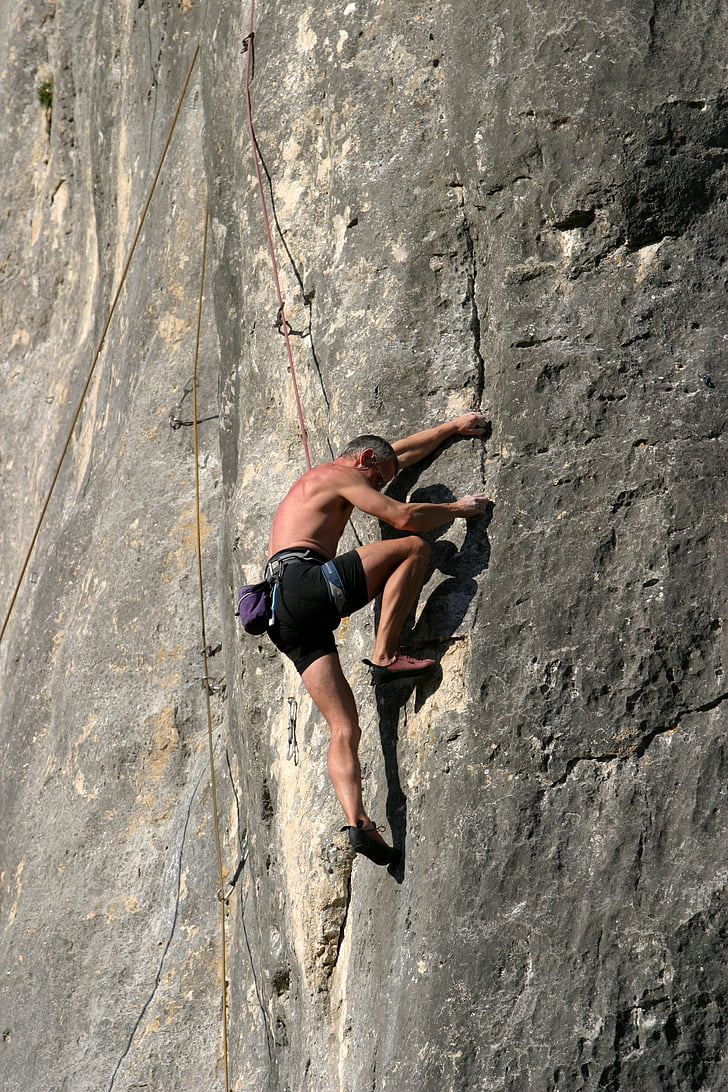 rock climbing, altmühl valley, riedenburg, mountaineer, climber, rock wall