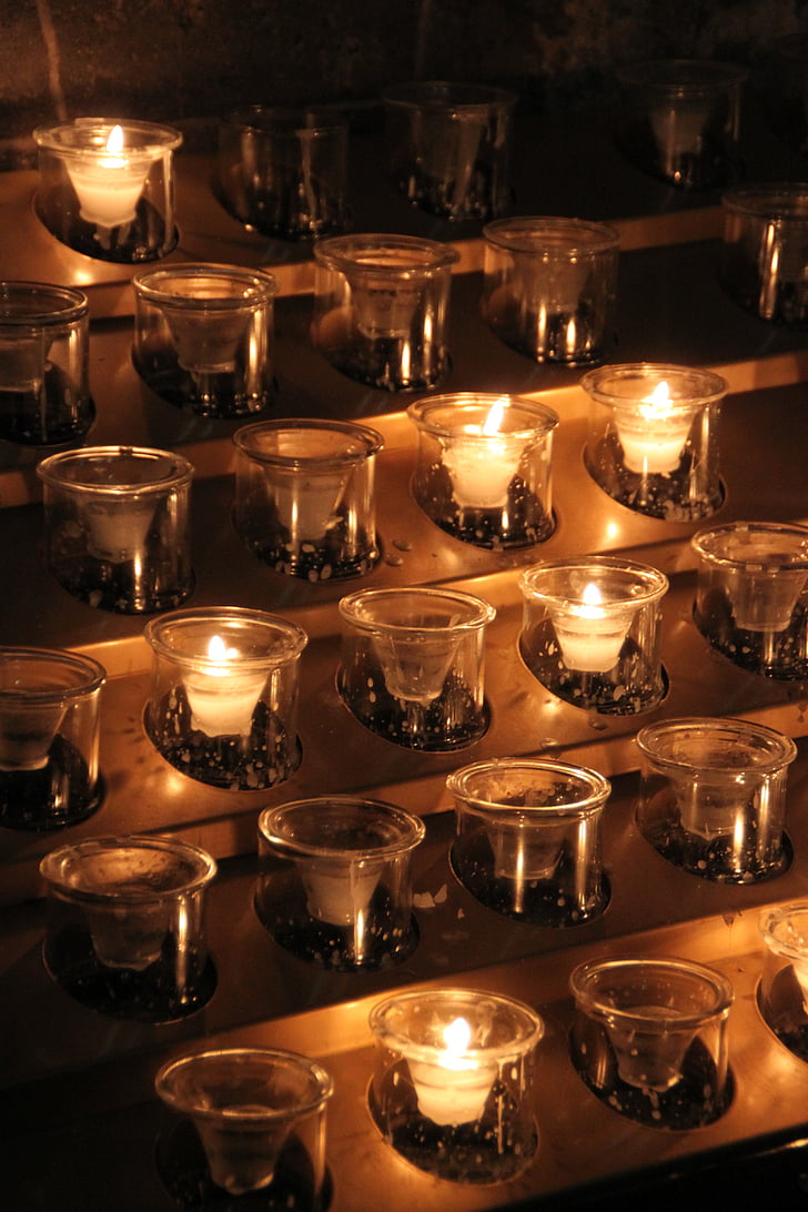 candle, prayer, candlelight, church, catholic, spirituality, religion