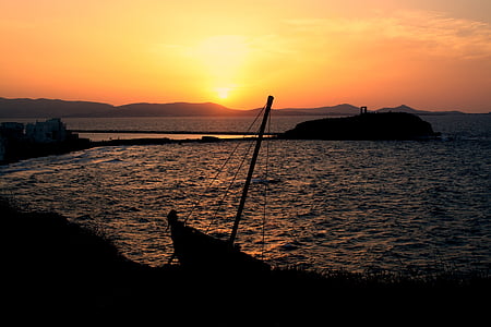 Grecja, Naxos, zachód słońca, podróży, morze, wody, Słońce