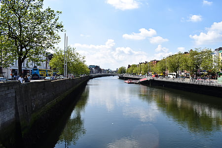 Irsko, Dublin, Architektura, ulice, staré, střed, město