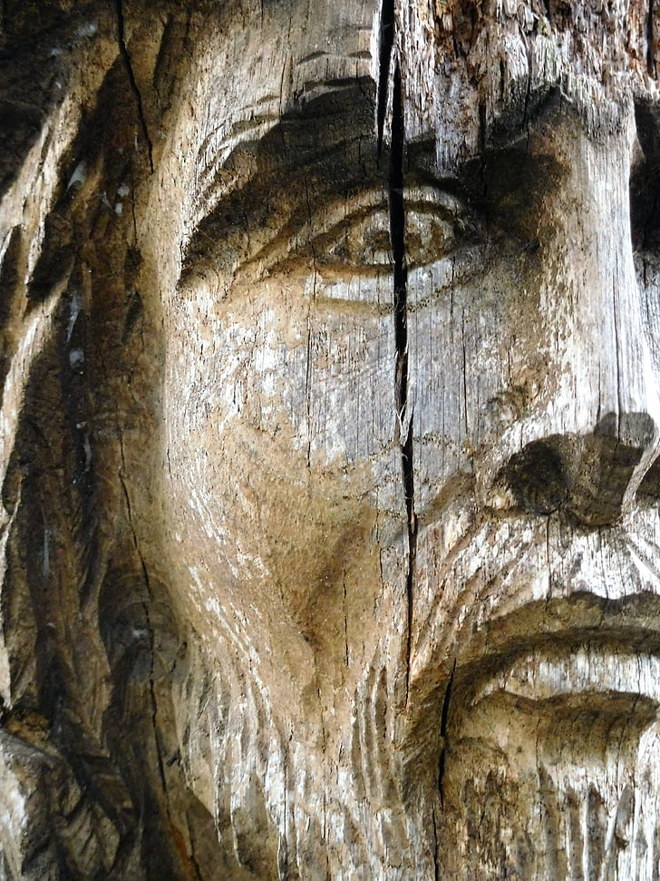 face, wooden face, wooden, old, person, wood - Material, nature