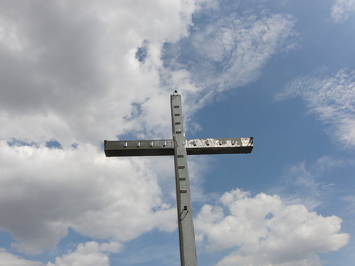 cross, sky, summit cross, mountaineering, bible, resurrection, christianity