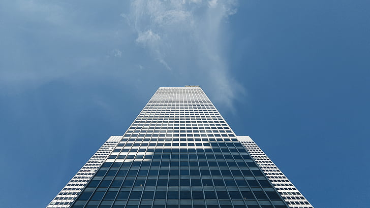 skyscraper, sky, blue, building, business building, architecture, modern