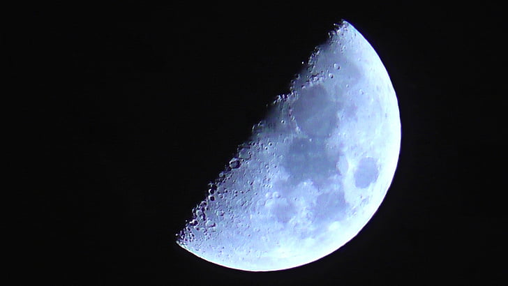 moon, moon by night, lunar, earth's natural satellite, impact craters, moving, turning