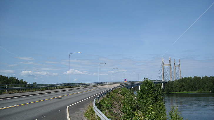 Φινλανδικά, τοπίο, γέφυρα, ουρανός, το καλοκαίρι, νερό