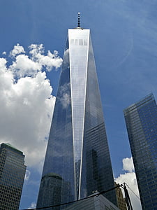 World trade center en, new york city, byggnad, glas, moderna