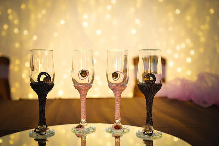 bryllup, briller, toast, Hej, champagne, alkohol, fest