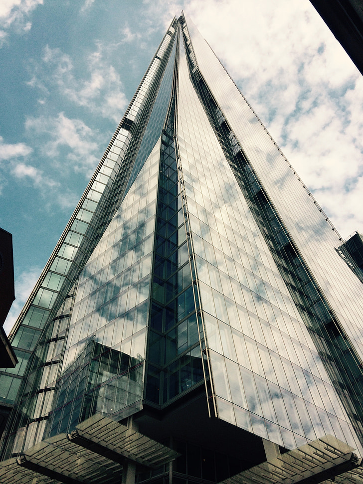 the shard, london, building, reflection, architecture, shard, landmark