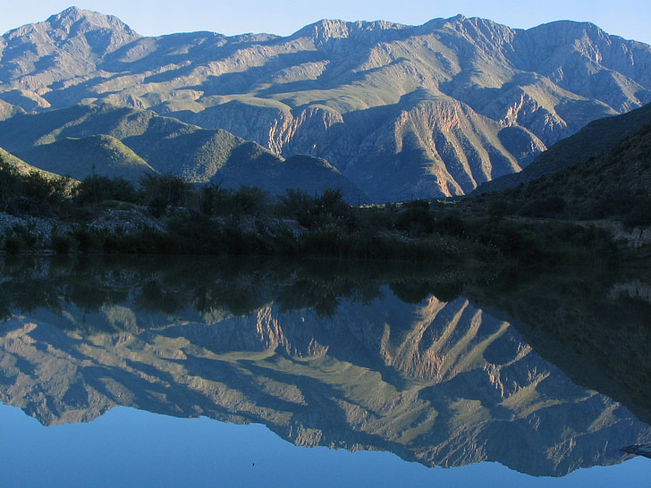 mountain, water, reflection, lake, scenery, rugged, mountains