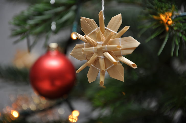 Kerst ornament, strohstern, Kerst, decoratie