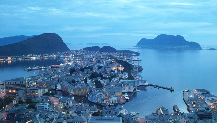 landschappen, zonsondergang, Noorwegen