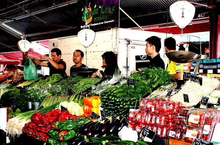mercado local de agricultores, verduras, mercado de hortalizas, alimentos, soportes, venta, frijoles