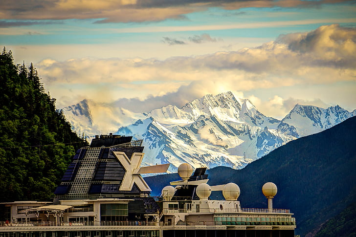 Alaska, Mendenhall glacier, góry, śnieg, sceniczny, krajobraz, góry
