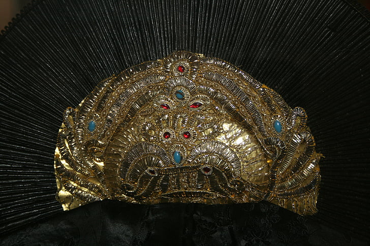 capa do traje, aduaneira, cultura, headwear, filigrana, cúpula de ouro, radhaube