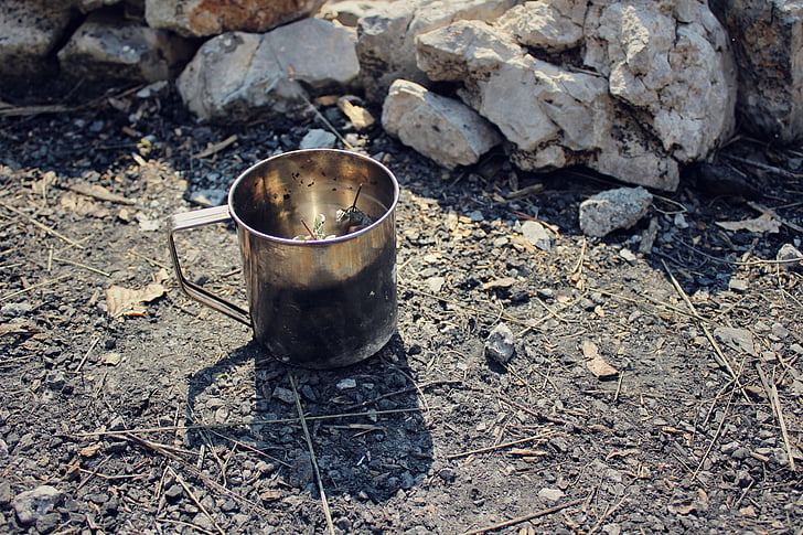 cup, can, camping, herbal, outdoors, pot, drink
