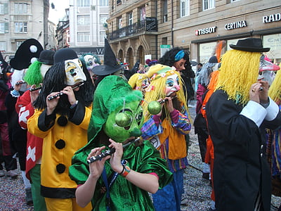 karnevallet, fløjte, fejre, farverige