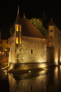 Annecy, edificio, Estado de ánimo, iluminación, historia, lugares de interés, noche