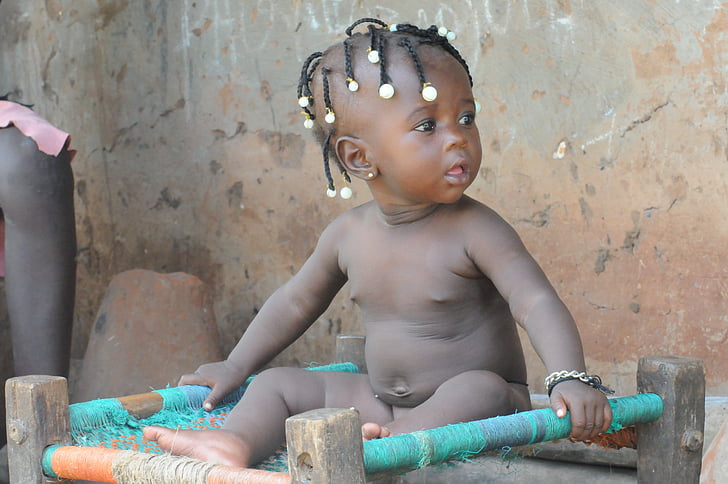 niño, África, negro, Guinea, Bissau, cabello, cultura