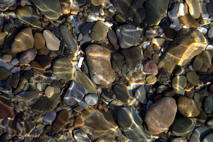krasts, akmeņi, zemūdens, refractions, lichtspiel, ūdens
