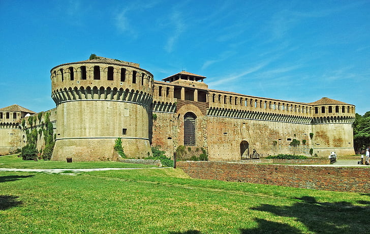 fæstning, Imola, Italien, middelalderlige, arkitektur, bygning, sten