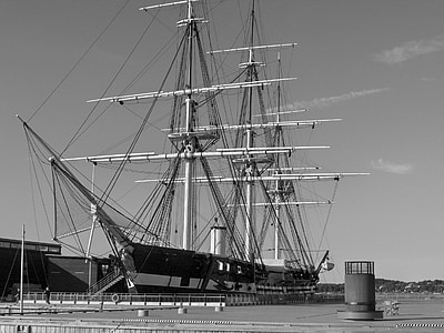 velero, tres-master, embarcación náutica, blanco y negro, barco de vela, Puerto, historia