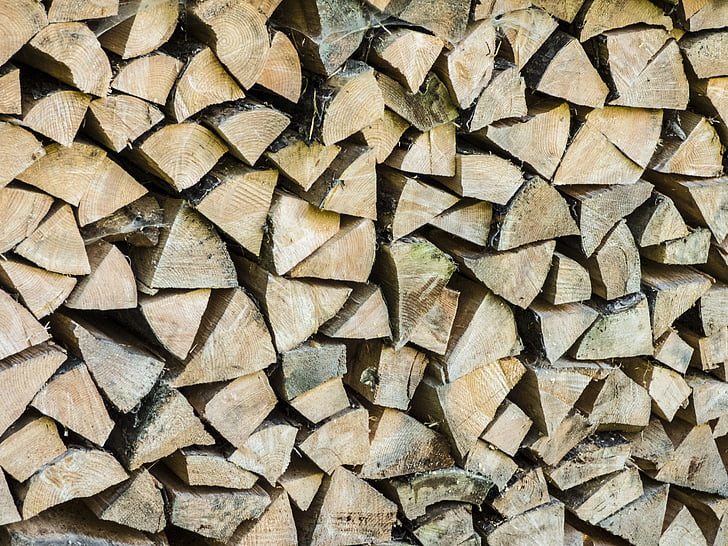 hout, brandhout, groeiende voorraad, holzstapel, gestapeld, afgezaagd, hout