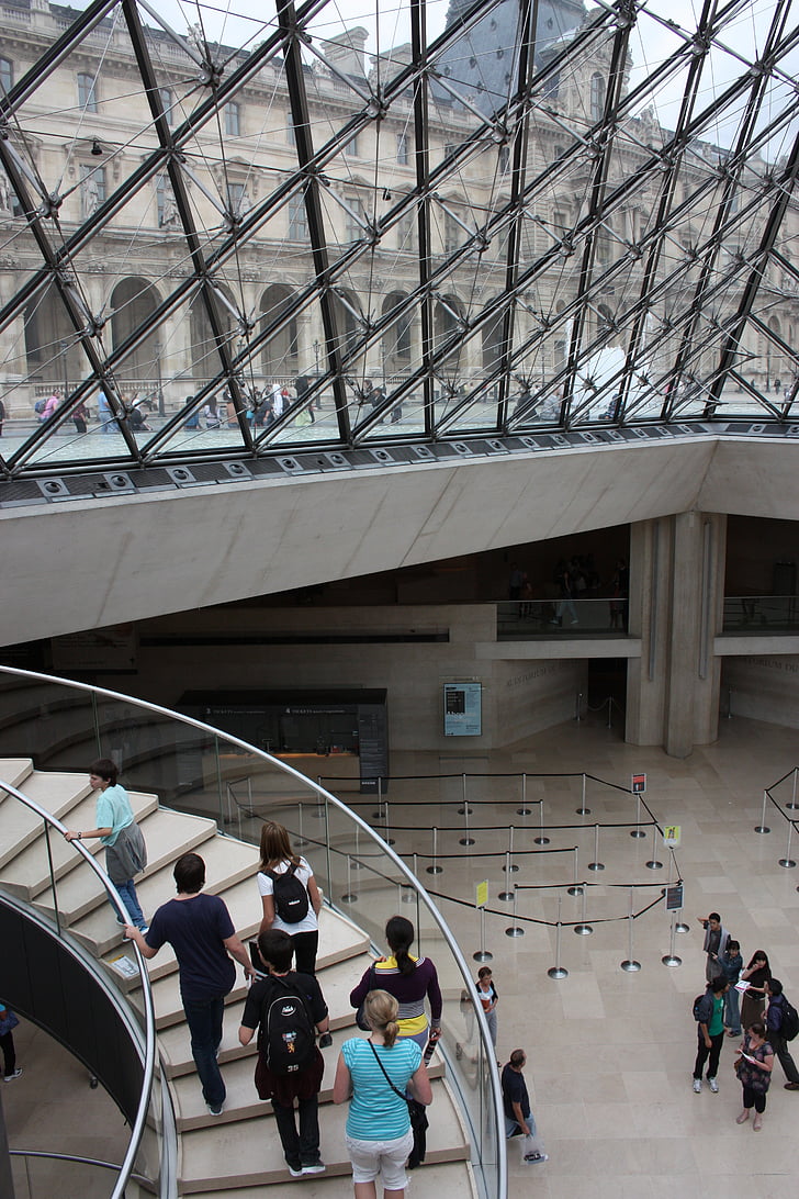 scaletta, Museo, Parigi, Louvre, geometria, architettura, architettura moderna