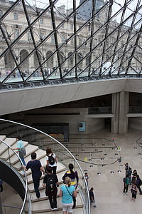 стълба, музей, Париж, Лувъра, геометрия, архитектура, модерна архитектура