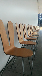 sedia, legno, coniglio, in fila, marrone