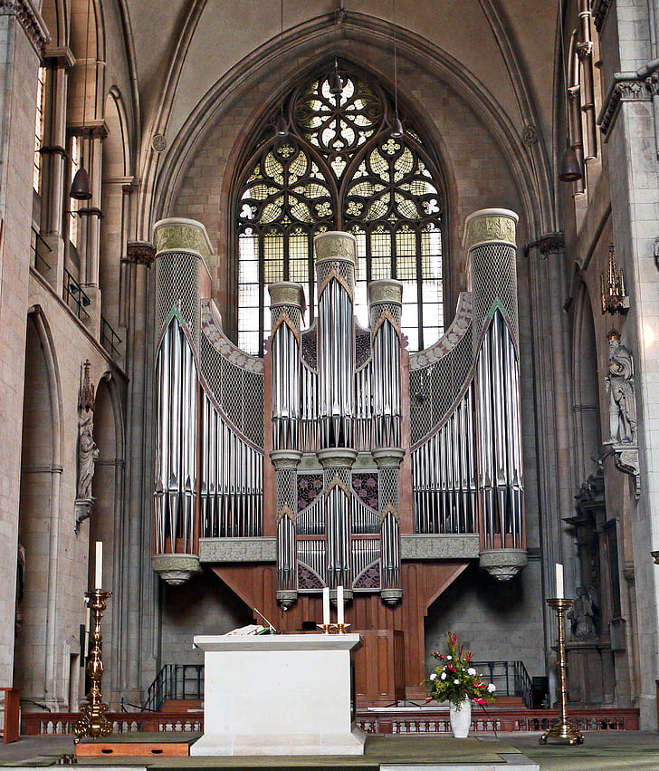 Münster, Dom, største orgel, midtgangen, Space-fylling, alteret, biskop