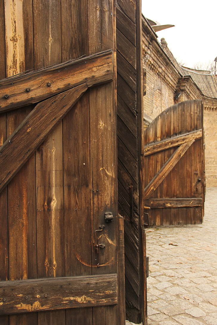 gateway, wooden doors, gates, wooden gate, old gate, the door, entrance