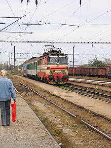 railway, transport, arrival, electric locomotive, train, putim