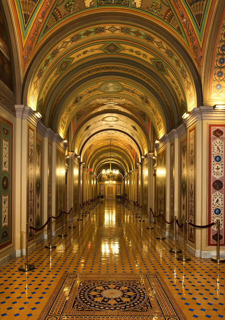 Washington dc, Capitol budynków, wewnątrz, Wnętrze, kolumny, wystrój wnętrz, Architektura