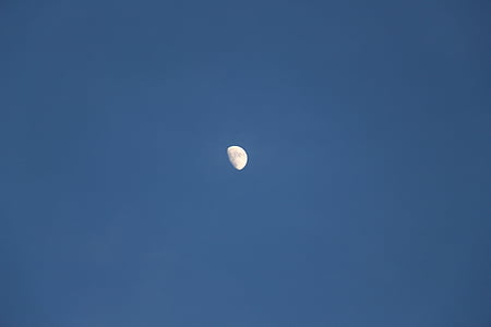 mėnulis, pusė, Half moon, dangus, mėlyna, naktį, atmosfera