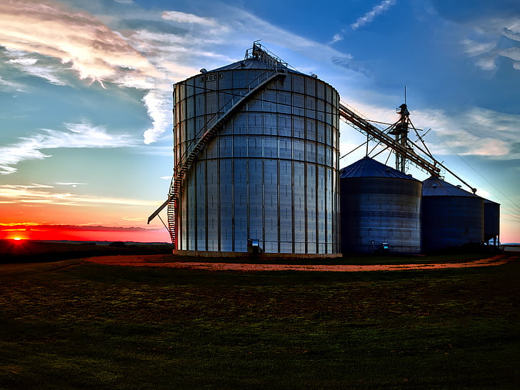 agriculture, architecture, building, dawn, dusk, industry, rural