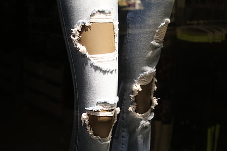 jeans, ripped jeans, legs, dummy, shop, showcase, fashion