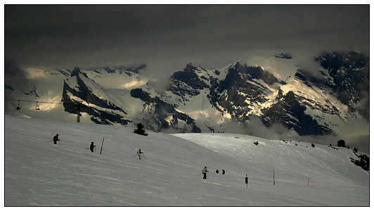 Alpski, gore, Švica, sneg, krajine, zimski, zasneženih