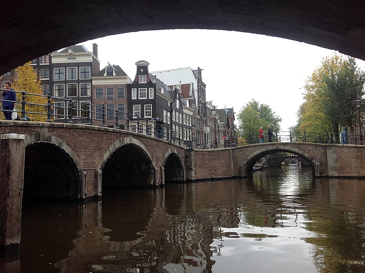 Bridge, Amsterdam, vatten, kanal, stadsbild, Arch, bro - mannen gjort struktur