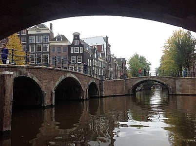 Brücke, Amsterdam, Wasser, Kanal, Stadtbild, Bogen, Brücke - Mann gemacht Struktur