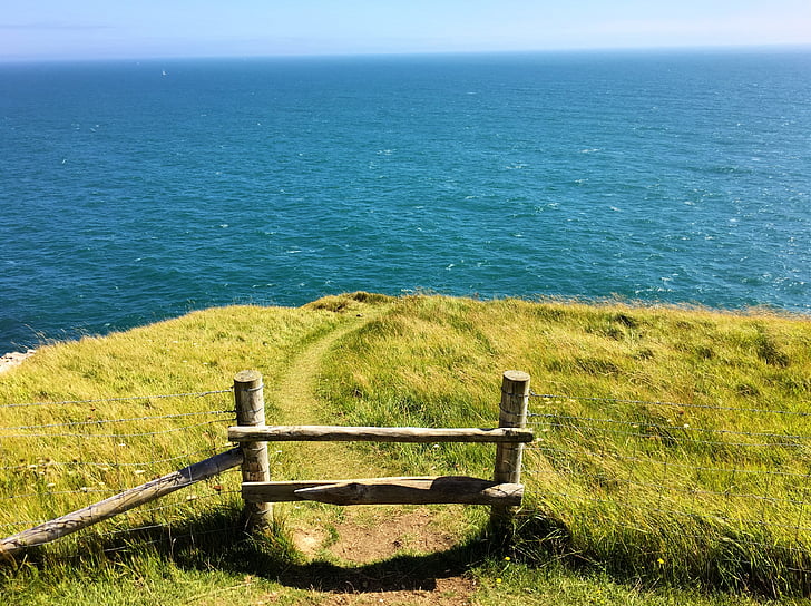 Urwisko, Dorset, Stile, morze, Horizon nad wodą, Natura, pejzaż