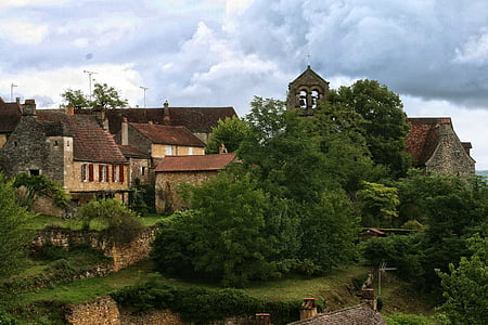 Prancūzija, Périgord, Dordogne, kaimas, Architektūra, senas, istorija