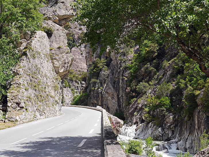 海上アルプス, roya 渓谷, 南フランスの, ヨーロッパのルート 74, ロック, 岩壁, 山
