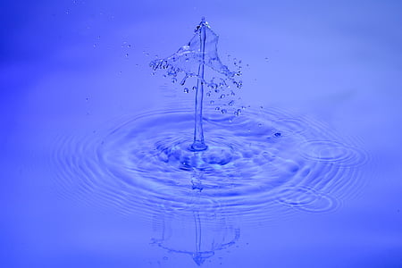 tippuminen, vesi, pisara vettä, veden ominaisuus, sininen, spray, pistää