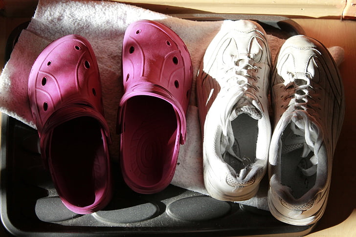 boty, boty, tenisky, sluneční světlo, světlo, pryž, dvojice