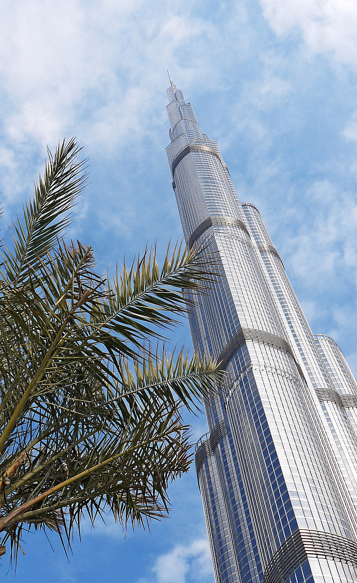 Burj khalifa, Dubai, skyskrapa, hög, pekade, tornet, u en e