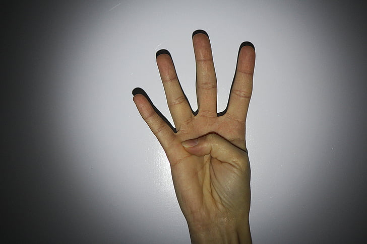 hånd, fingeren, fire
