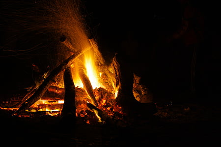 fire, outside, outdoor, sweden, flames, campfire, stockbrot