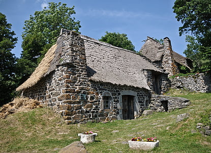 Cottage, huis, rieten dak, Pierre, landelijke scène, geschiedenis, het platform