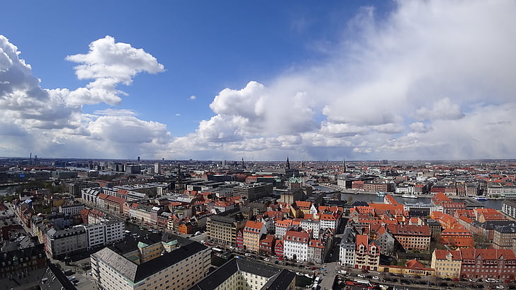 Copenhague, Vista, paysage, Église, VOR frelsers, panoramique, Danemark