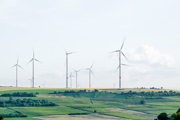 foto, draaide, wit, Wind, turbines, windmolen, structuur